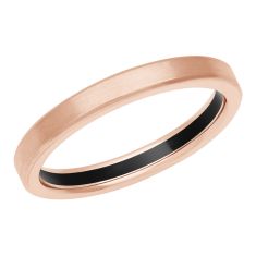 14k Rose Gold with Black Ceramic Interior 3mm Wedding Band