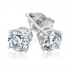 3/4ctw Round Diamond Solitaire White Gold Stud Earrings | Classic