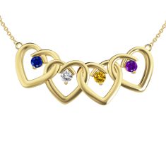 Mother's Custom Birthstone Interlocking Hearts Family Necklace (2-4 Gemstones)