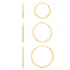Set of Three Yellow Gold Hoop Earrings