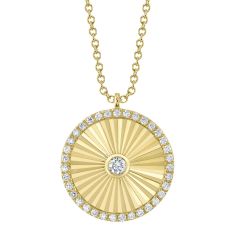 Shy Creation 1/3ctw Round Diamond 14k Yellow Gold Circle Pendant Necklace