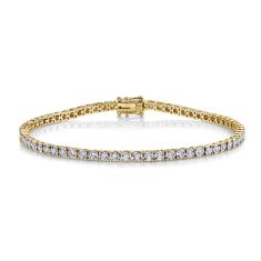 Shy Creation 1ctw Round Diamond Yellow Gold Tennis Bracelet