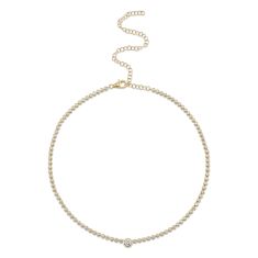 Shy Creation 2 7/8ctw Diamond Yellow Gold Bezel Tennis Necklace