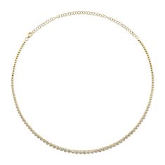 Shy Creation 2ctw Bezel-Set Round Diamond Yellow Gold Tennis Necklace