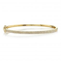 Shy Creation Diamond Pavé Yellow Gold Bangle Bracelet 1/2ctw