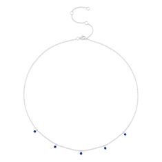 Shy Creation Round Blue Sapphire White Gold Station Necklace