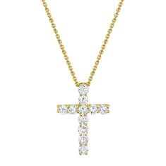 Shy Creation Yellow Gold and Diamond Cross Pendant Necklace 1/3ctw