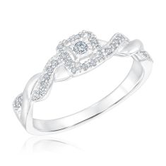 Square Frame Diamond Promise Ring 1/6ctw