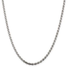 Sterling Silver 3.2mm Diamond-Cut Rope Chain Necklace