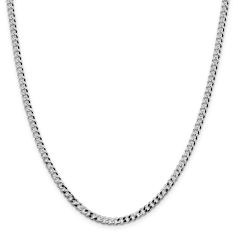 Sterling Silver 4mm Beveled Curb Chain Necklace