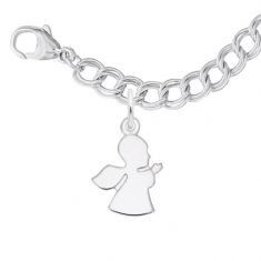Sterling Silver Angel Flat Charm and Bracelet Set