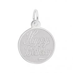 Sterling Silver Small Happy Birthday Disc Flat Charm