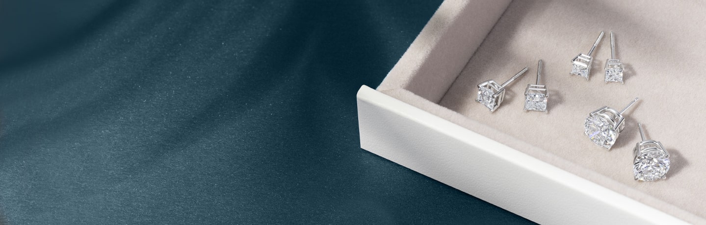 White Gold Diamond Solitaire Studs