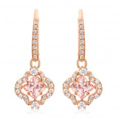 Swarovski Crystal Sparkling Dance Clover Rose Gold-Tone Plated Earrings