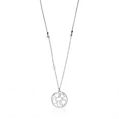 TOUS Silhouette Sterling Silver and Black Cord Necklace