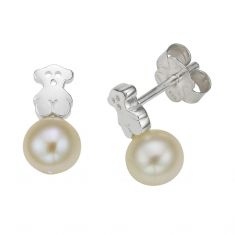 TOUS Sterling Silver Icon Bear Earrings with Freshwater Cultured Pearl