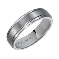 TRITON Grey Tungsten Carbide Comfort Fit Wedding Band 6mm