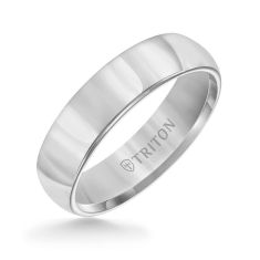 TRITON Grey Tungsten Carbide Domed Comfort Fit Wedding Band 6mm