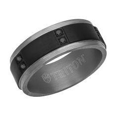 TRITON Tantalum and Black Sapphire Comfort Fit Wedding Band 8mm