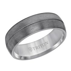 TRITON Tantalum Brushed Finish Dome Comfort Fit Wedding Band 7mm