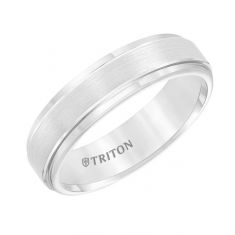 TRITON White Tungsten Carbide Comfort Fit Wedding Band 6mm