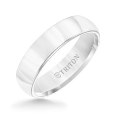 TRITON White Tungsten Carbide Domed Comfort Fit Wedding Band 6mm