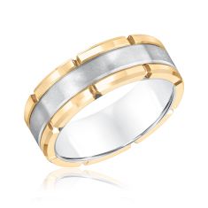 TRITON White Tungsten Carbide Yellow Rim Comfort Fit Wedding Band 8mm