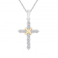 Two-Tone Diamond Cross Pendant