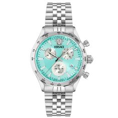 Versace Hellenyium Chrono Petite Blue Sunray Dial Stainless Steel Bracelet Watch 40mm - VECFA0724