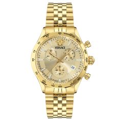 Versace Hellenyium Chrono Petite Gold Sunray Dial Gold-Tone Bracelet Watch 40mm - VECFA0424