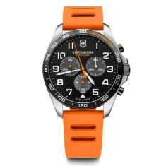 Victorinox FieldForce Sport Chrono Black Dial Orange Rubber Strap Watch 42mm - 241893