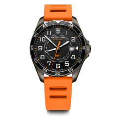 Victorinox FieldForce Sport GMT Black Dial Orange Rubber Strap Watch 42mm - 241897