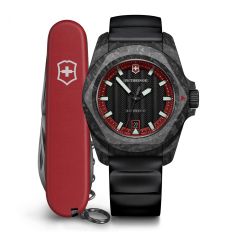 Victorinox I.N.O.X. Automatic Black Dial Black Rubber Strap Watch Set 41mm - 242024.1