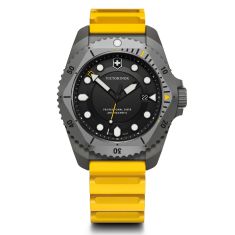 Victorinox Dive Pro Quartz Black Dial Yellow Rubber Strap Watch 43mm - 241992