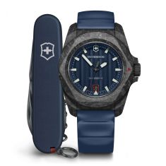 Victorinox I.N.O.X. Automatic Blue Dial Blue Rubber Strap Watch Set 41mm - 242022.1