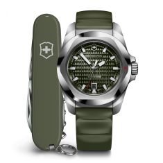 Victorinox I.N.O.X. Automatic Green Dial Green Rubber Strap Watch Set 41mm - 242017.1