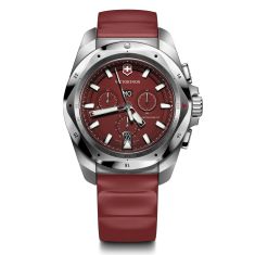 Victorinox I.N.O.X. Chrono Red Dial Red Rubber Strap Watch 43mm - 241986