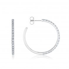 1ctw Diamond White Gold Hoop Earrings