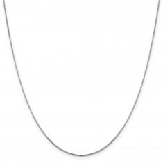 White Gold Solid Octagonal Box Chain Necklace | 1mm | 20 Inches