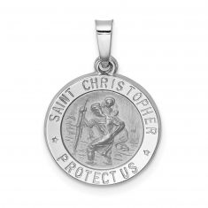 White Gold Saint Christopher Medallion Pendant
