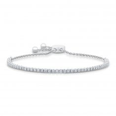 White Gold Straight Diamond Bolo Bracelet 1ctw