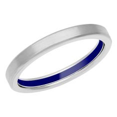 14k White Gold with Blue Ceramic Interior 3mm Wedding Band