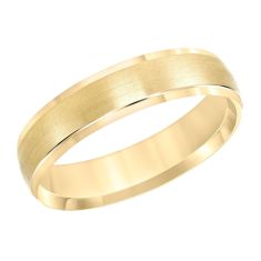 Yellow Gold Brushed Finish Center Wedding Band | 5mm