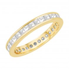 Yellow Gold Channel Set Princess Diamond Eternity Band 1 1/2ctw