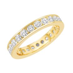 Yellow Gold Channel Set Round Diamond Eternity Band 1 1/2ctw