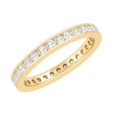 Yellow Gold Channel Set Round Diamond Eternity Band 1ctw