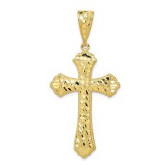 Yellow Gold Diamond-Cut Budded Cross Pendant