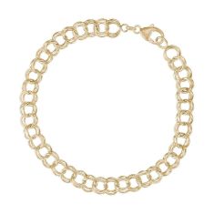 14k Yellow Gold Double Link Classic Charm Bracelet