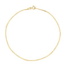Yellow Gold Solid Valentino Link Chain Anklet | 1.5mm