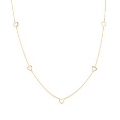 10k Yellow Gold Multi Heart Chain Necklace